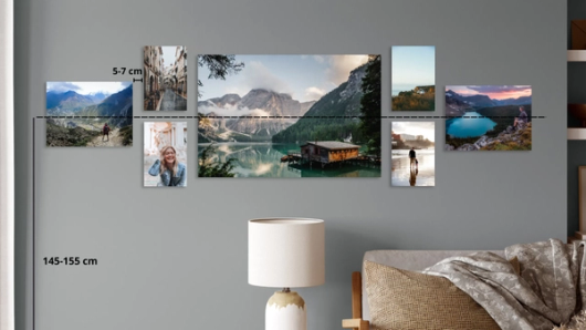 afmetingen fotocollage op de muur