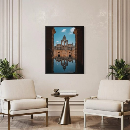 Photo encadrée dans un cadre noir sans passe-partout