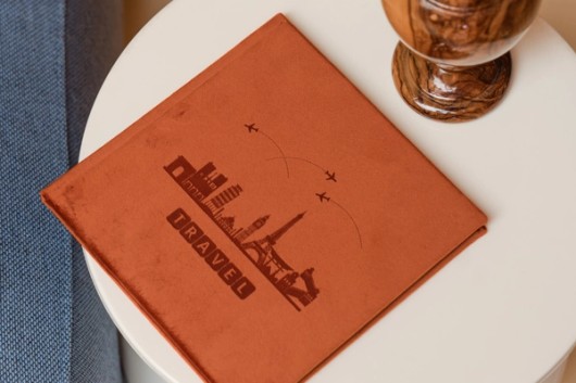 Photo book with laser text