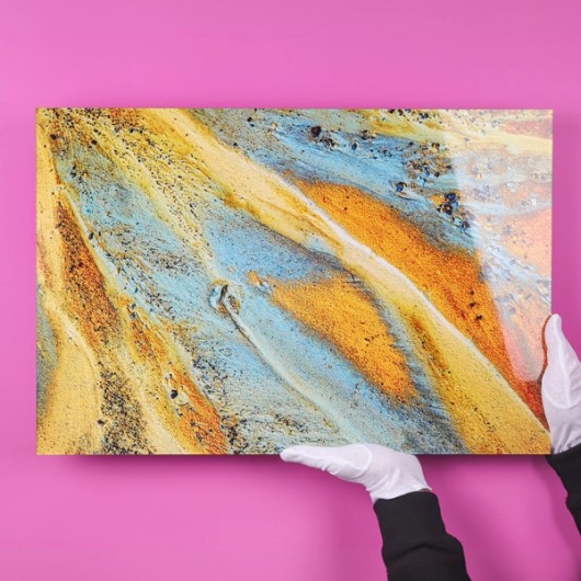 Zandfoto als Fine Art print achter glanzend plexiglas op dibond