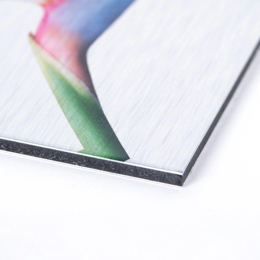 Direct print on brushed silver aluminium