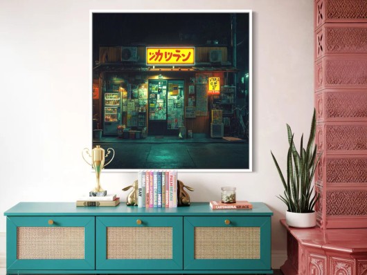 Foto achter plexiglas met witte baklijst