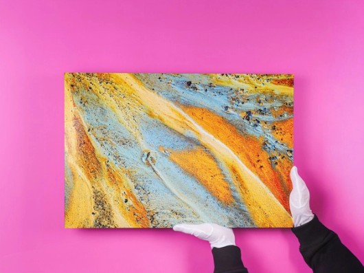 Zandfoto als Fine Art print achter glanzend plexiglas op dibond