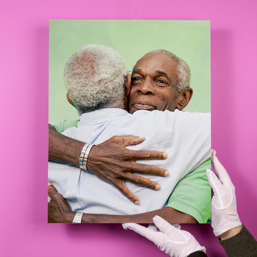 Photo Block sur fond rose