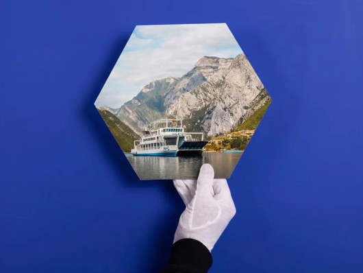 Hexagon foto op aluminium