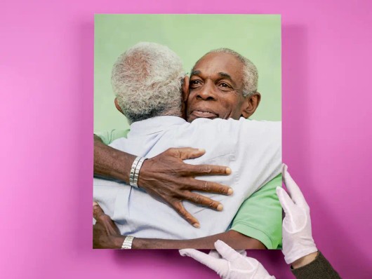 Photo Block op roze muur
