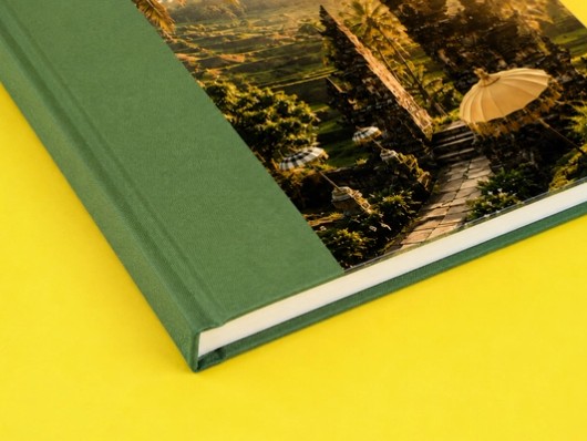 Photo book on yellow background